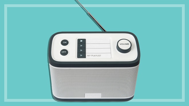 Relish DAB+ portable radio on a teal background